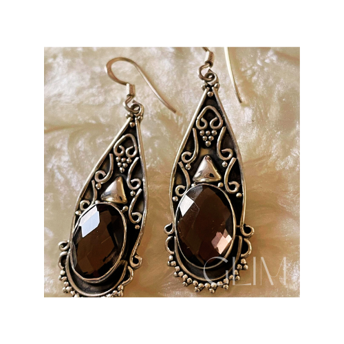 AROS TOPACIO FUMÉ Y PLATA 925 / $45.900