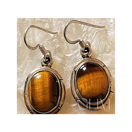 AROS OJO DE TIGRE Y PLATA 925 / $29.900