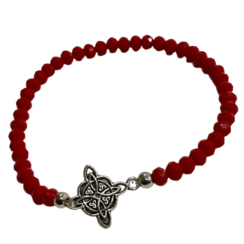 PULSERA MOSTACILLA ROJO CON NUDO DE BRUJA / M:$1.500 - D:$2.000