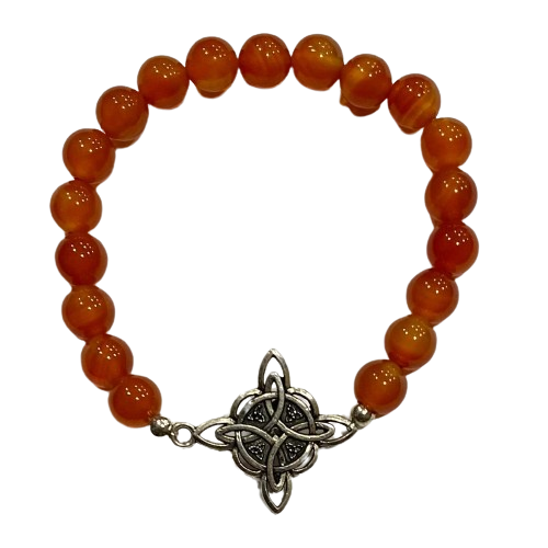 PULSERA AGATA NARANJA CON NUDO DE BRUJA / M: $3.500 - D: $4.900