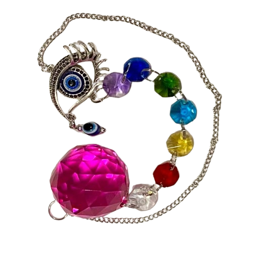 COLGANTE PRISMA GRANDE + 7 CHAKRAS + OJO TURCO / M:$3.900 - D:$4.900