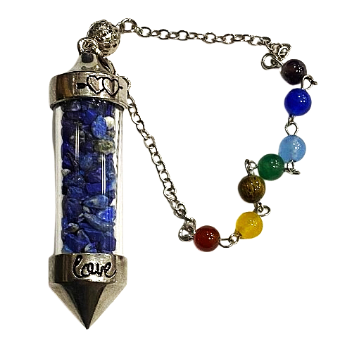 PÉNDULO DE RADIESTESIA CON CUARZO SODALITA: CLARIDAD, ENERGÍA Y CONEXIÓN ESPITIRUAL / M: $4.900 - D: $6.900