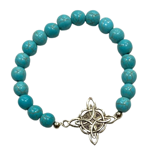 PULSERA CUARZO TURQUESA CON NUDO DE BRUJA / M: $2900- D: $3900