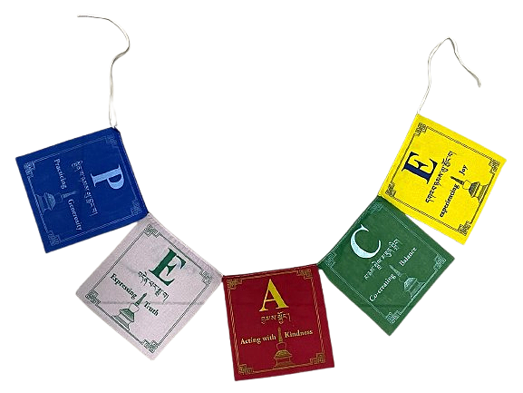 BANDERÍN TIBETANO PEACE (PAZ) / M: $2.500 - D: $3.900
