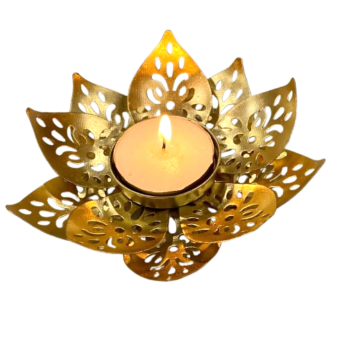 PORTA VELA FLOR DE LOTO DORADO / M: $3.900 - D: $4.900