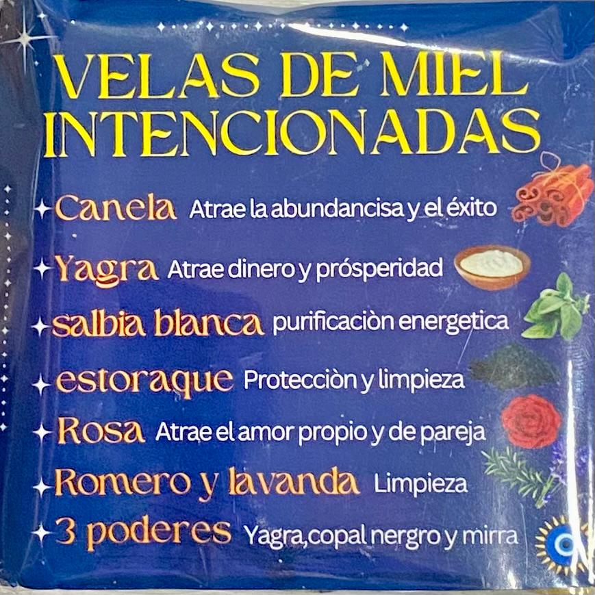 SET DE 7 VELAS DE MIEL INTENCIONADAS / M: $12.900 - D: $14.900