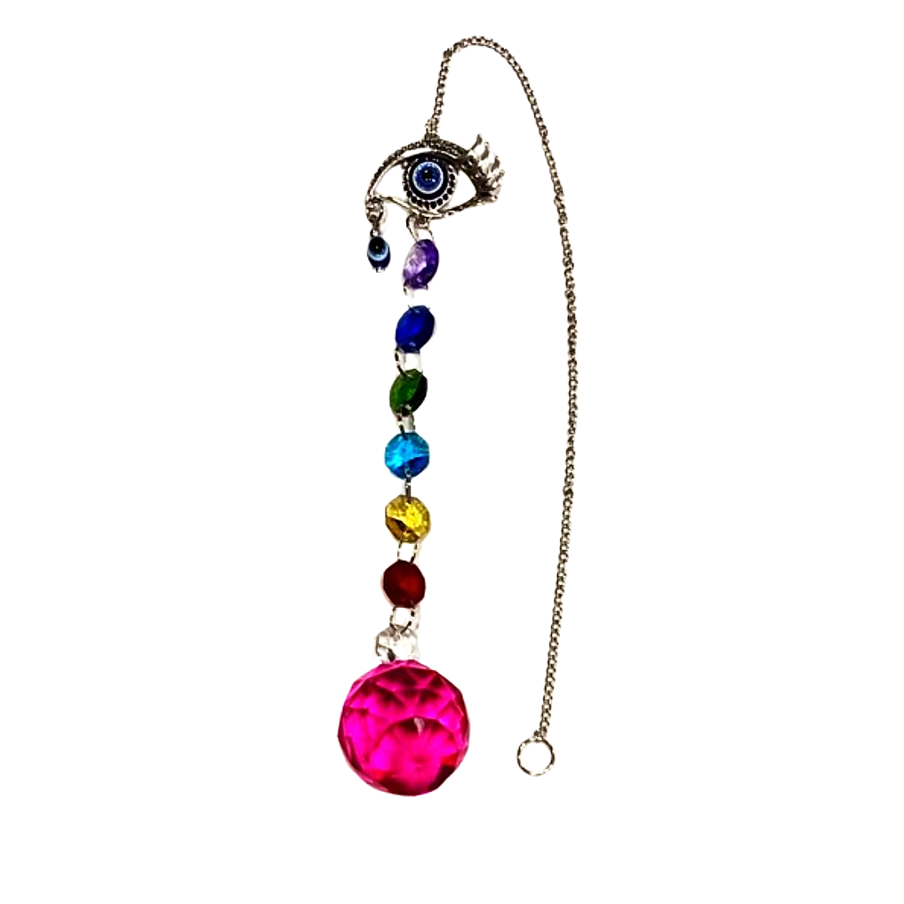 COLGANTE PRISMA GRANDE + 7 CHAKRAS + OJO TURCO / M:$3.900 - D:$4.900
