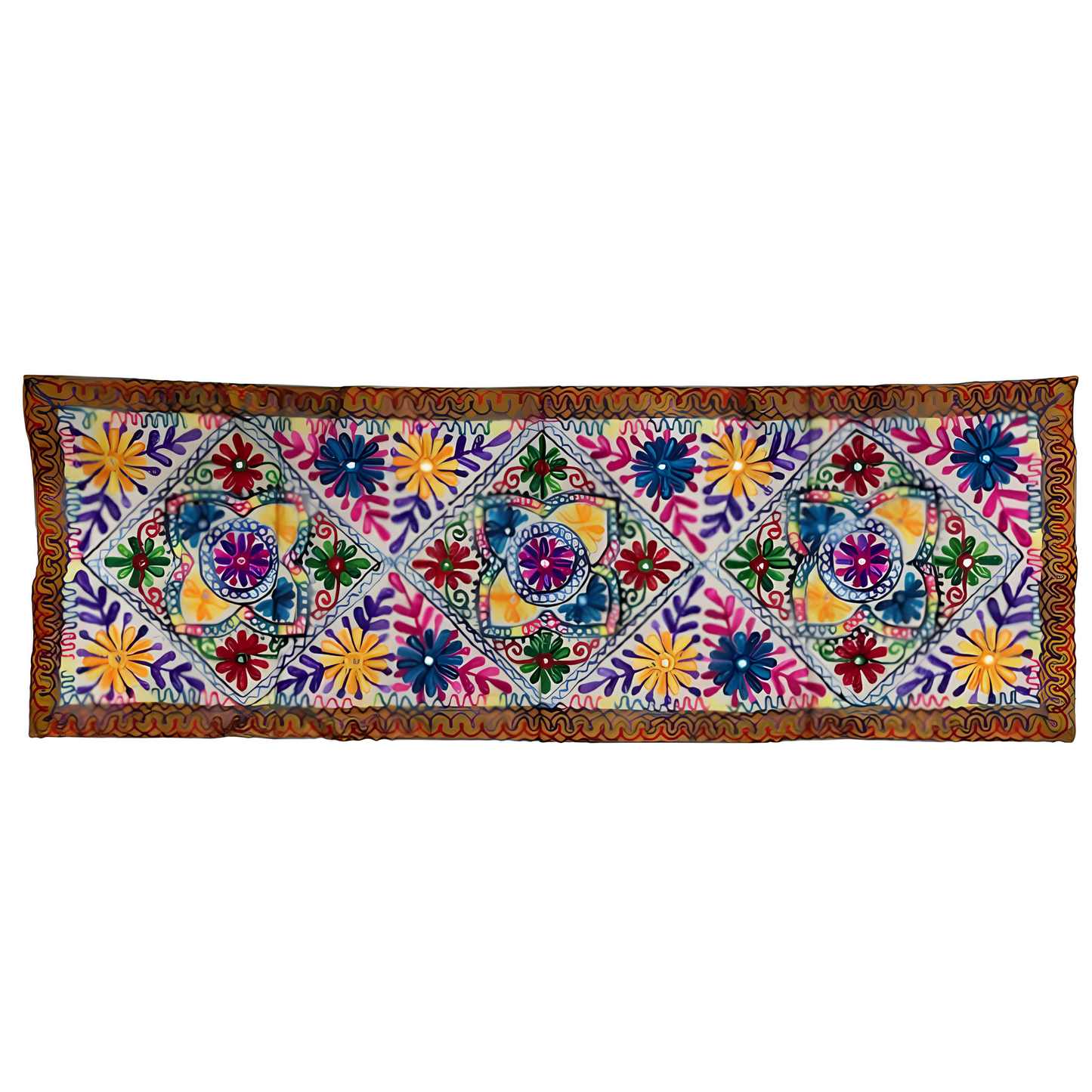 CAMINO DE MESA BORDADO EN ALGODÓN - FLORES / M: $4.900 - D: $6.900