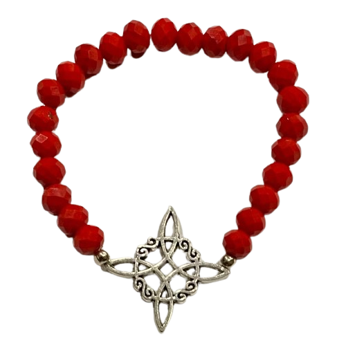 PULSERA MOSTACILLA ROJA CON NUDO DE BRUJA / M: $2.900 - D: $3.900