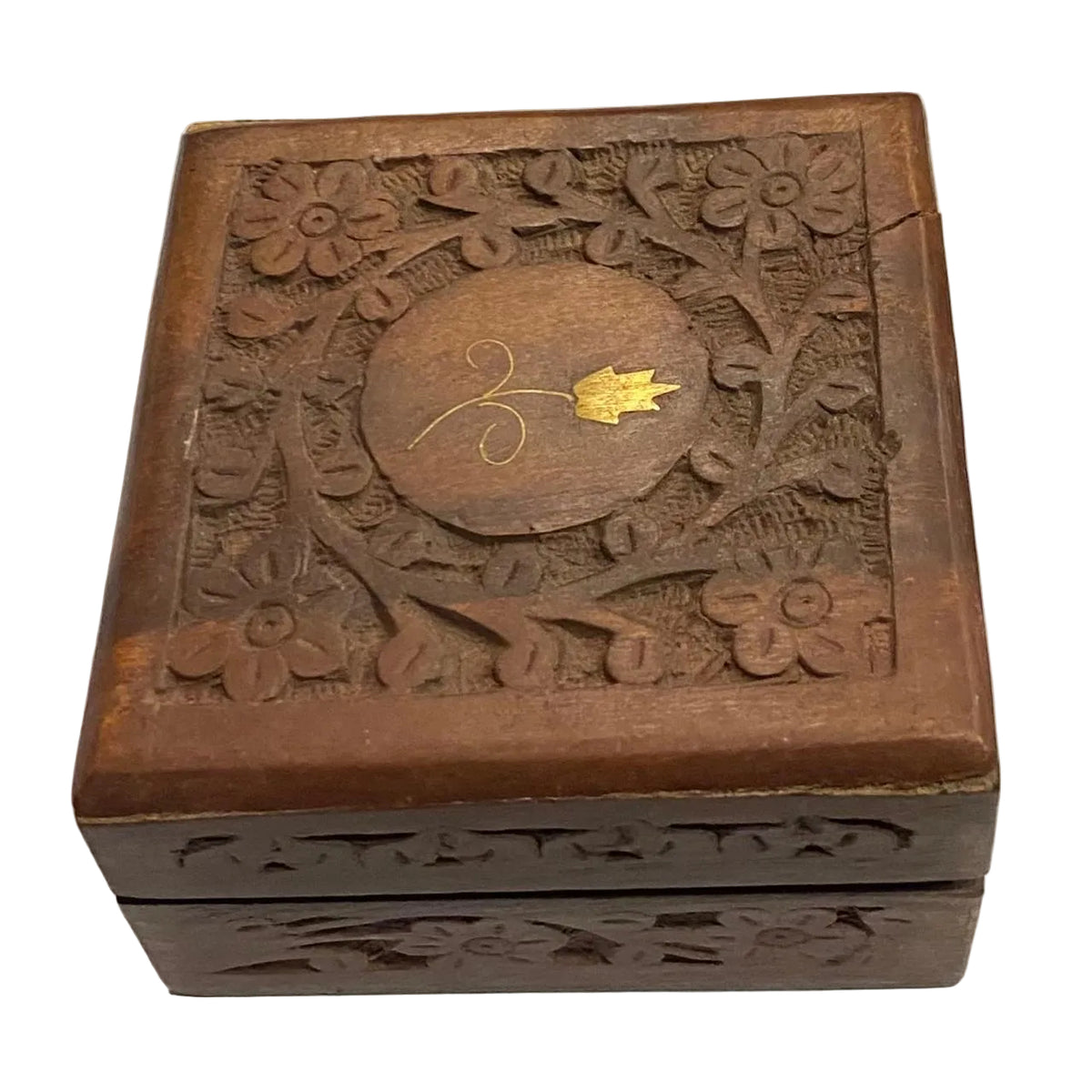 CAJA MADERA TALLADA CUADRADA / OFERTA: $4.900