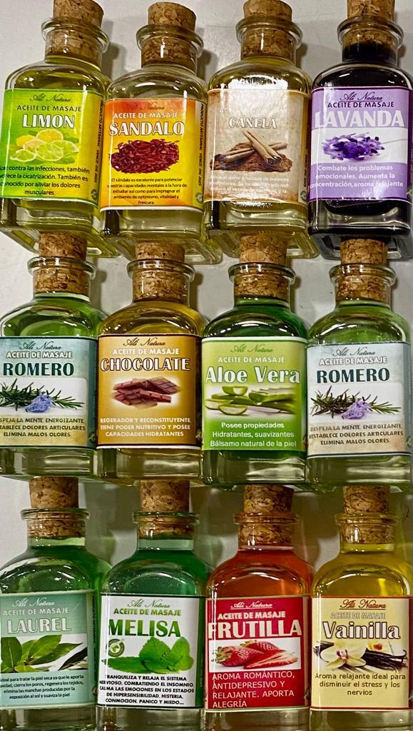ACEITE PARA MASAJES / M: $2.500 cada botella - D: $3.500 cada botella