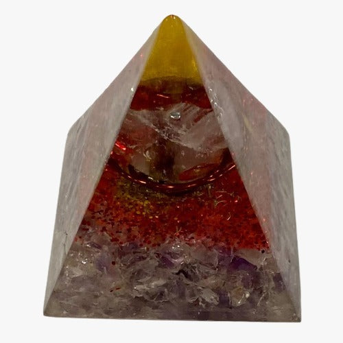 PIRÁMIDE ORGÓN CON CORAL Y AMATISTA / M: $4.900 - D: $6.900