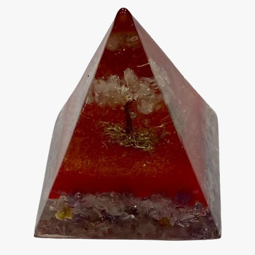 PIRÁMIDE ORGÓN CON CORAL Y CRISTAL / M: $4.900 - D: $6.900