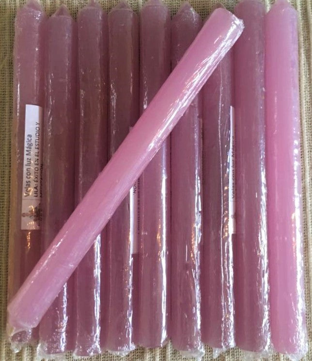 10 VELAS COLOR LILA / M: $2.900 - D: $3.500