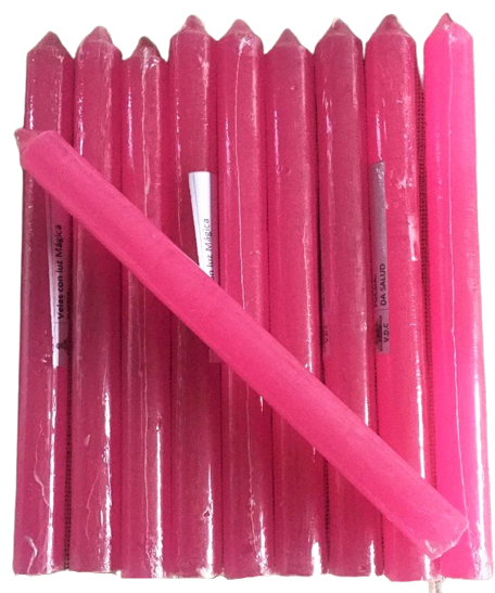 SET 10 VELAS COLOR FUCSIA / M: $2.900 - D: $3.500