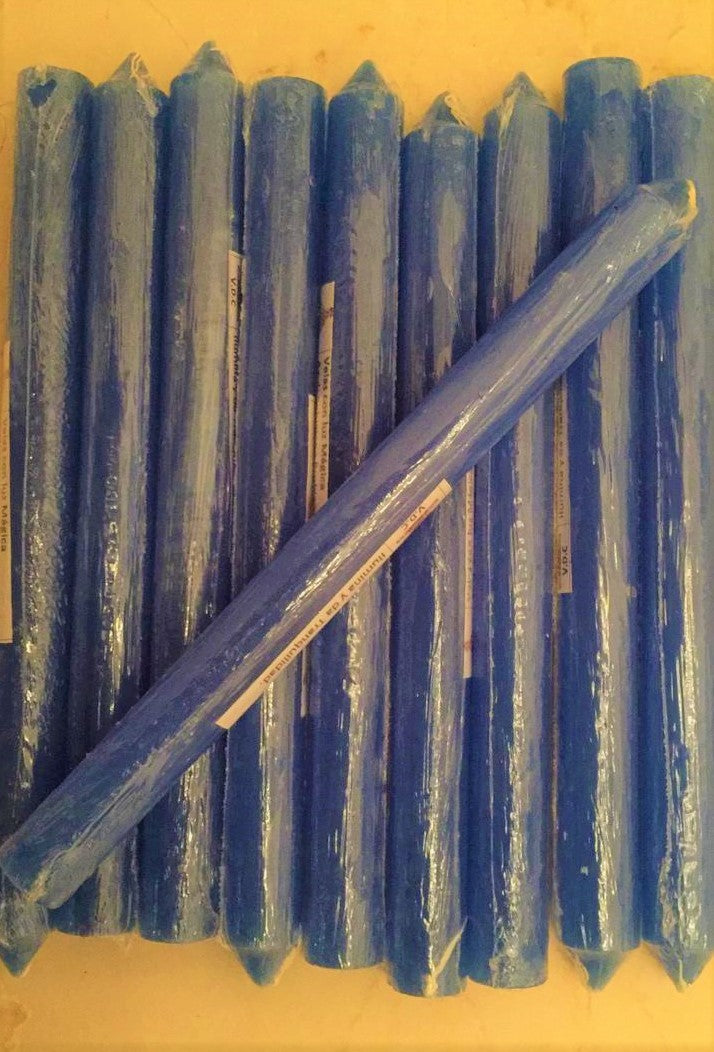 10 VELAS COLOR AZUL / M: $2.900 - D: $3.500