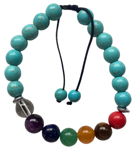 PULSERA CUARZO TURQUESA CON 7 CHAKRAS / M: $2.900 - D: $3.900