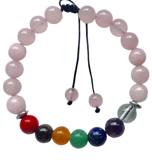PULSERA CUARZO ROSADO CON 7 CHAKRAS / M: $2.900 - D; $3.900