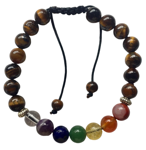 PULSERA 7 CHAKRAS CON OJO DE TIGRE / M: $2.900 - D: $3.900