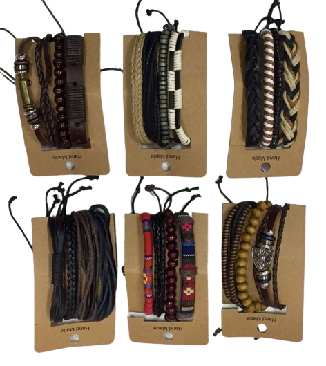 SET PULSERAS DE CUERO E HILO / M: $2.500 por paquete - D: $3.000 por paquete