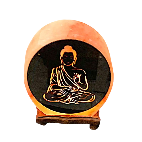 LÁMPARA SAL HIMALAYA - BUDA 3D - FONDO NEGRO / M:$20.000 - D:$25.000