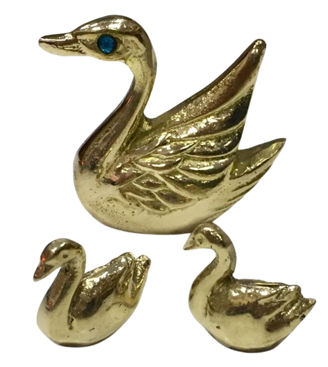 MINI SET 3 CISNES DE BRONCE / M: $4.900 - $6.900