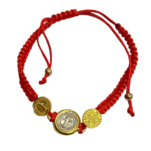 PULSERA HILO ROJO + 3 MEDALLAS SAN BENITO / M:$1.000 - D:$1.900