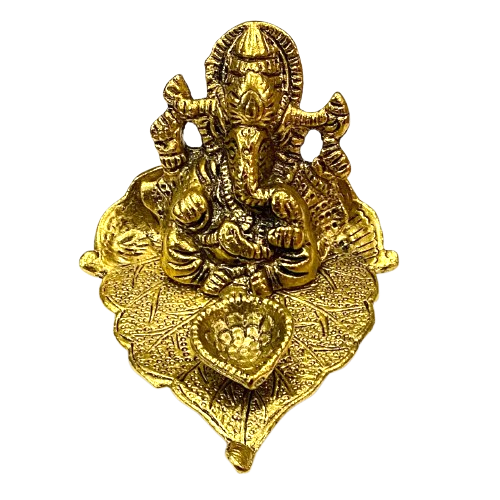 🪔 GANESH EN HOJA – PORTA CONO - LÁMPARA DIYA / M:$7.900 - D:$9.900