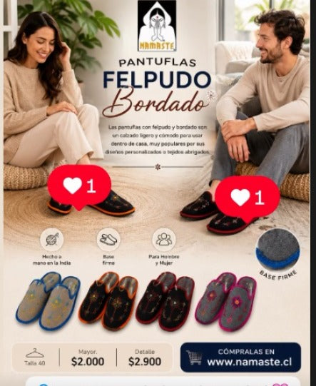 PANTUFLAS  FELPUDO BORDADO / OFERTA $1.000