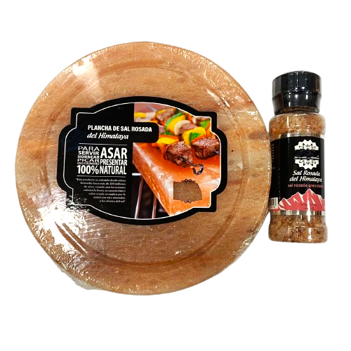 PLANCHA DE SAL ROSADA HIMALAYA REDONDA + SAL ROSADA COMESTIBLE / OFERTA $9.900