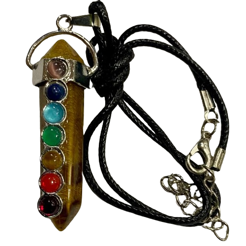 COLGANTE 7 CHAKRAS - PIEDRA OJO DE TIGRE / M:$2.900 - D:$4.900