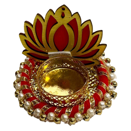 PORTA VELA – FLOR DE LOTO EN METAL Y MADERA / M:$1.500 - D:$2.000