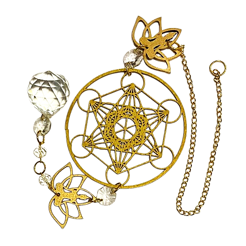 COLGANTE PRISMA CON 2 FLOR DE LOTO + METRATON  / M:$6.900 - $8.900