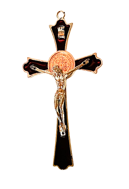 CRUCIFIJO DE JESUCRISTO CON SAN BENITO – FE, PROTECCIÓN Y ESPERANZA - NEGRO / M:$6.900 - D:$8.900
