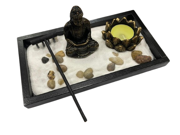 JARDÍN ZEN - BUDA CON FLOR DE LOTO / M: $9.900 - D: $12.900