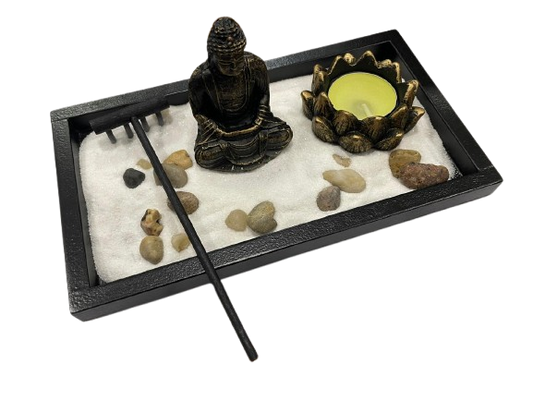 JARDÍN ZEN - BUDA CON FLOR DE LOTO / M: $9.900 - D: $12.900