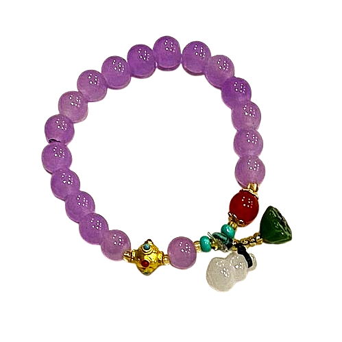 PULSERA JADE MORADO CON COFRE DE ABUNDANCIA / M: $2.000 - D: $2.900