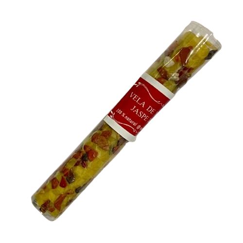 VELA DE MIEL CON JASPE ROJO / M: $1.600 - D: $2.000