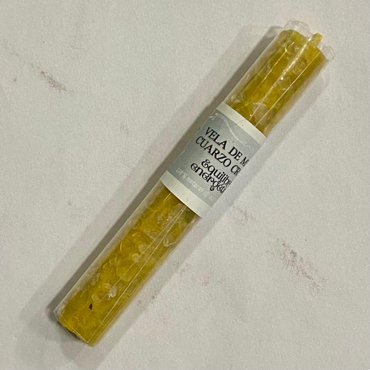 VELA DE MIEL CON CUARZO CRISTAL / M: $1.600 - D: 2.000