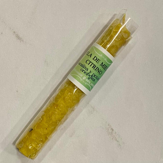 VELA DE MIEL CON CITRINO / M: $1.600 - D: $2.000