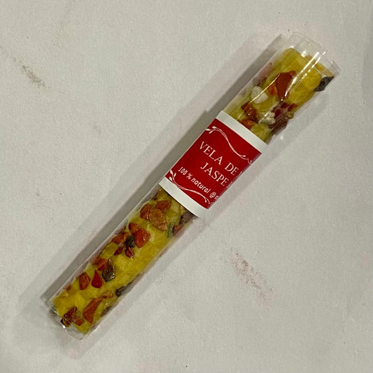 VELA DE MIEL CON JASPE ROJO / M: $1.600 - D: $2.000