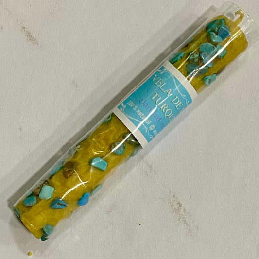 VELA DE MIEL CON TURQUESA / M: $1.600 - D: $2.000