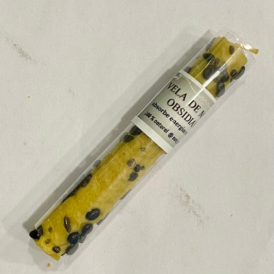 VELA DE MIEL CON OBSIDIANA / M: $1.600 - D: $2.000
