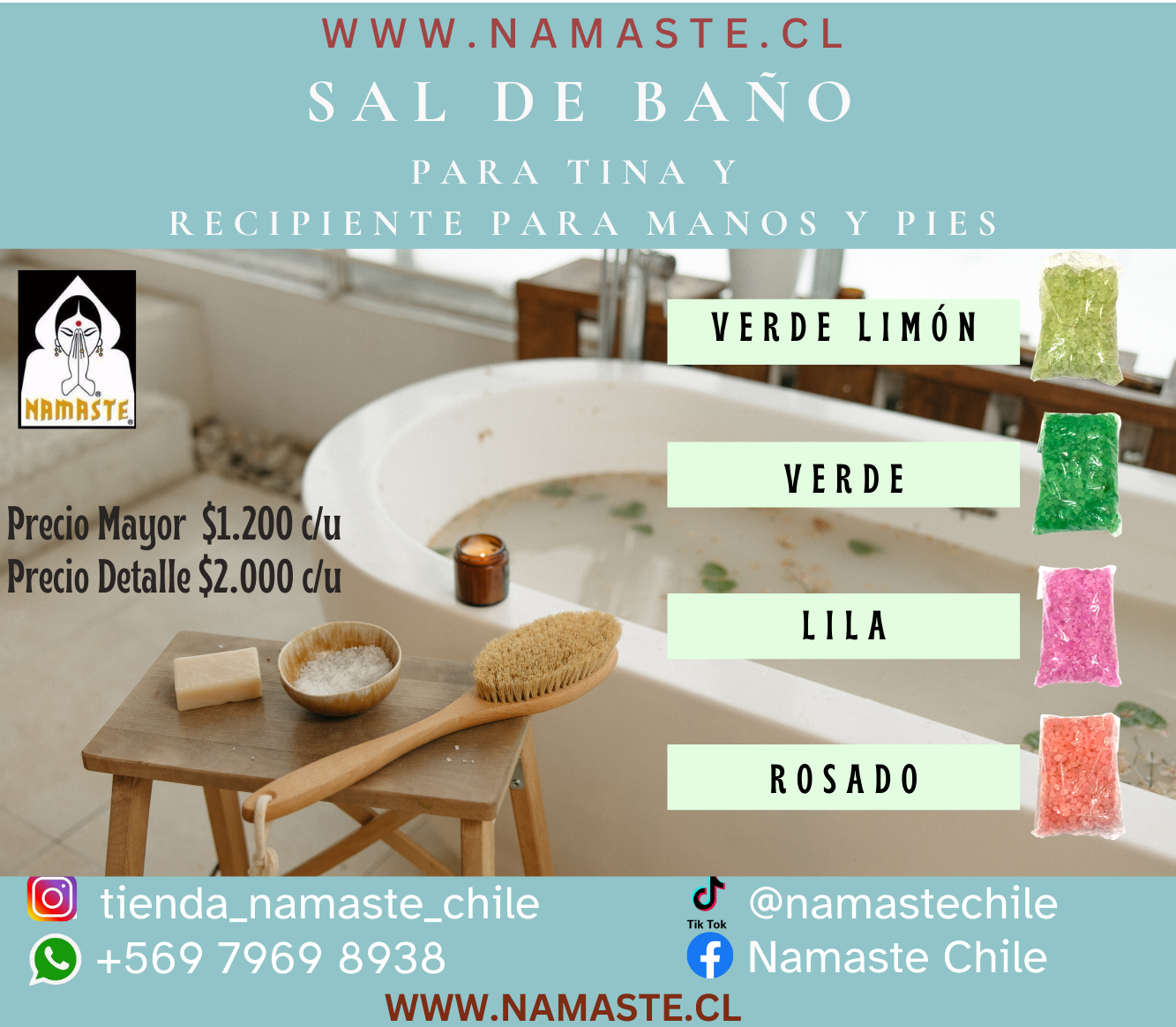 SAL DE BAÑO AROMÁTICA PARA DESCARGA / M: $1.200 - D: $2.000