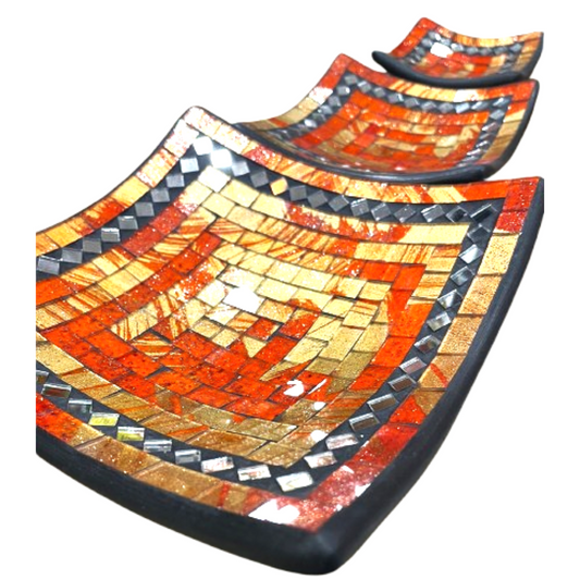 SET 3 PLATOS MOSAICO - NARANJO / M: 12.900 - D: 14.900