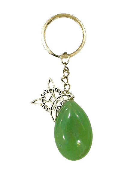LLAVERO CON PIEDRA CUARZO VERDE O ÓNIX + NUDO DE BRUJA / M: $3.500 - D: $4.500