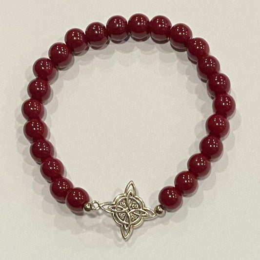 PULSERA AGATA ROJA CON NUDO DE BRUJA / M: $3.500 - D: $4.900