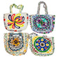 CARTERA BOLSO TOTE CON CIERRE DE ALGODÓN BORDADO / M: $4.900 - D: $6.900