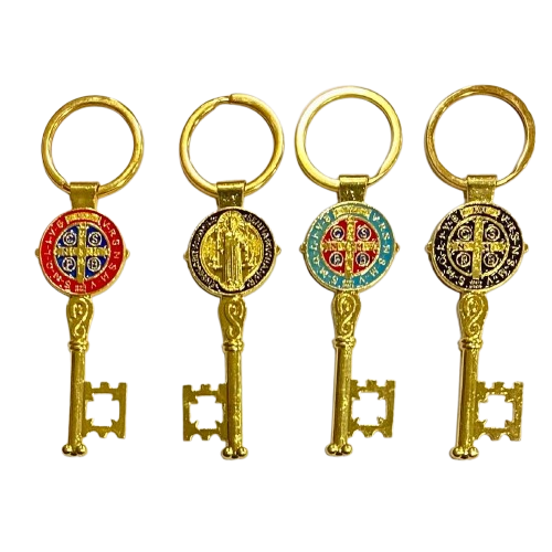 LLAVERO DE SUERTE FORTUNA Y PROSPERIDAD CON IMAGEN DE SAN BENITO – PROTECCIÓN QUE TE ACOMPAÑA / M:$1.500 - D:$2.000
