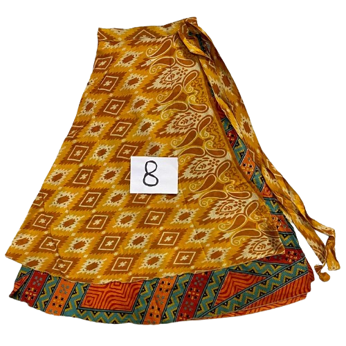 FALDA ENVOLVENTE Y REVERSIBLE LARGA - HECHA EN INDIA / M:$3.900 - D:$4.900